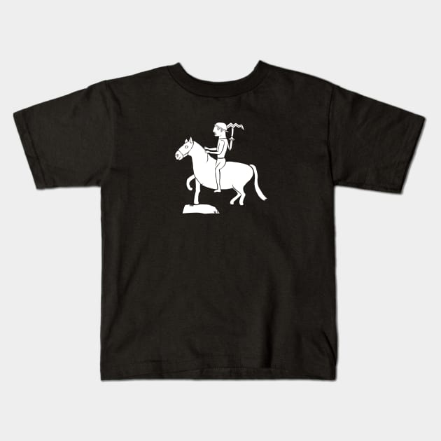 Middle Age Drawing Of A Horseman With A Hammer Kids T-Shirt by WouryMiddleAgeDrawing